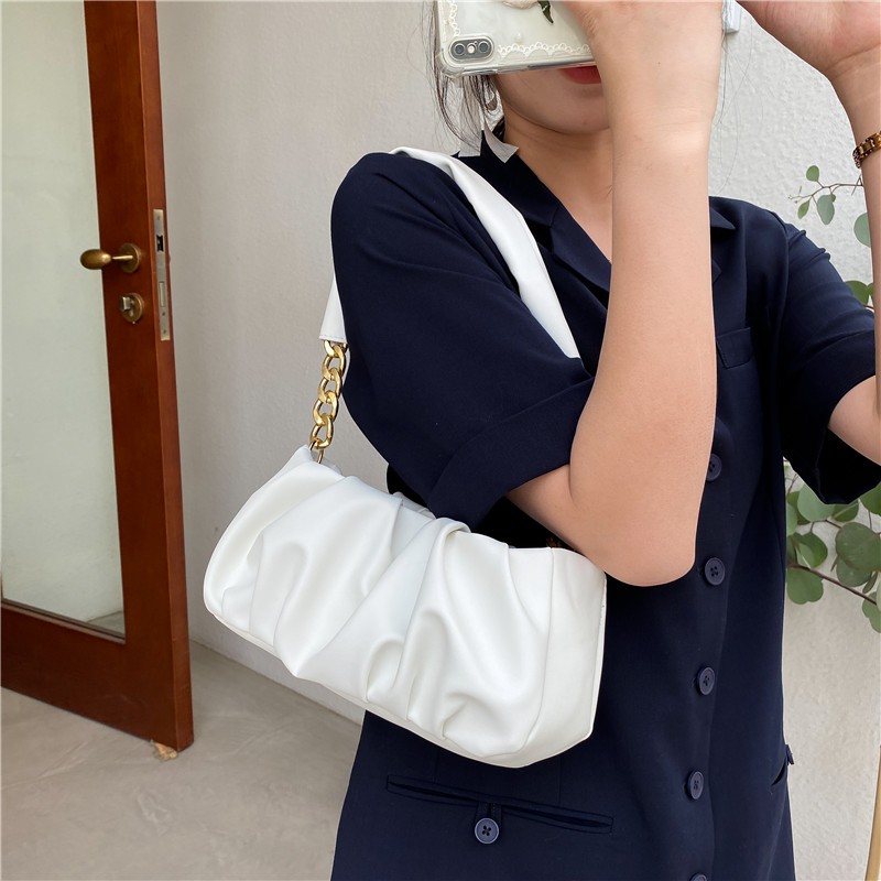 Summer high-end French niche design fold cloud bag female 2021 new trendy one-shoulder small satchel female