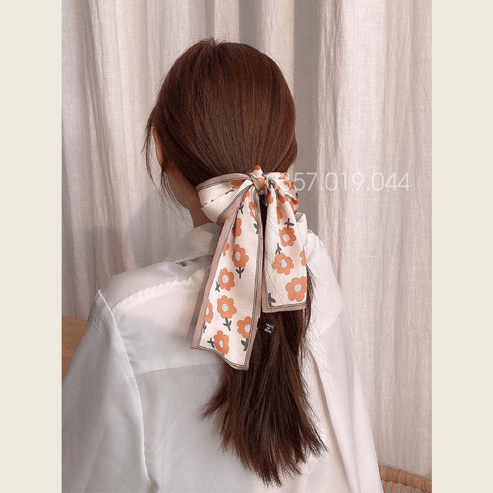 Dây buộc tóc vải thời trang hot trend bandana, khăn lụa dài quàng cổ, quấn túi đa năng phong cách hàn quốc