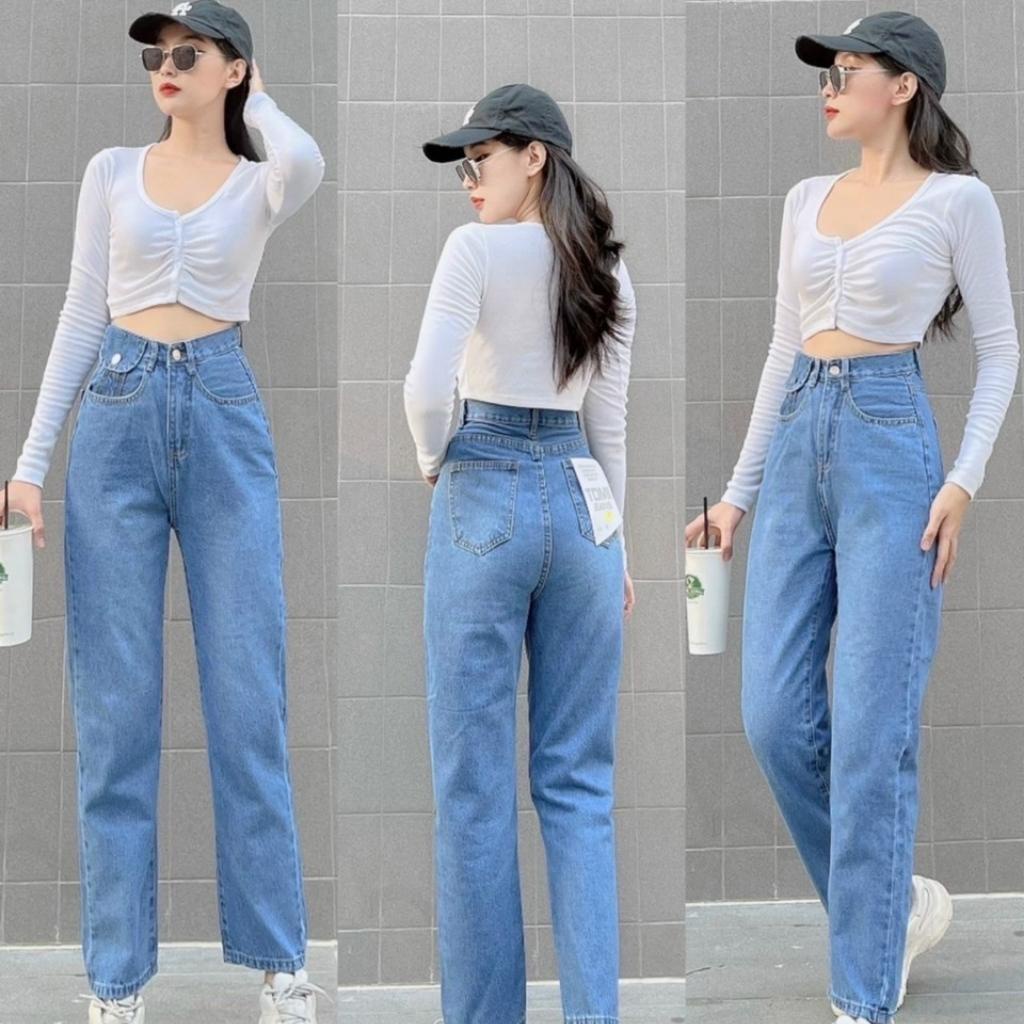 Quần jean nữ - Quần baggy nữ cao cấp dáng suông phong cách Ulzzang chất liệu bò dày dặn không giãn MT3024-3025 | BigBuy360 - bigbuy360.vn