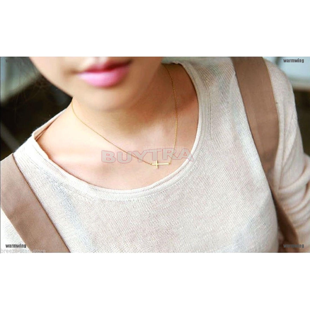 Dây Chuyền Mặt Chữ Thập Ngang Màu Vàng / Bạc Hàng Mới