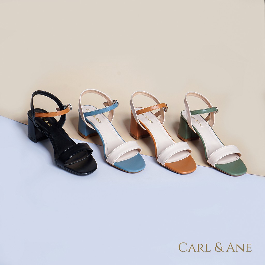 Carl &amp; Ane - Giày sandal nữ phối tinh tế cao 5cm màu kem phối bò_ CS004