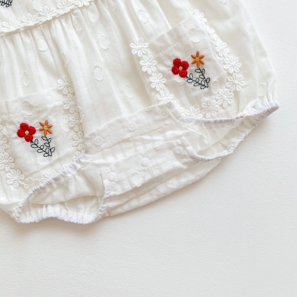 Bộ Áo Liền Quần In Hoa Dễ Thương Cho Bé Gái