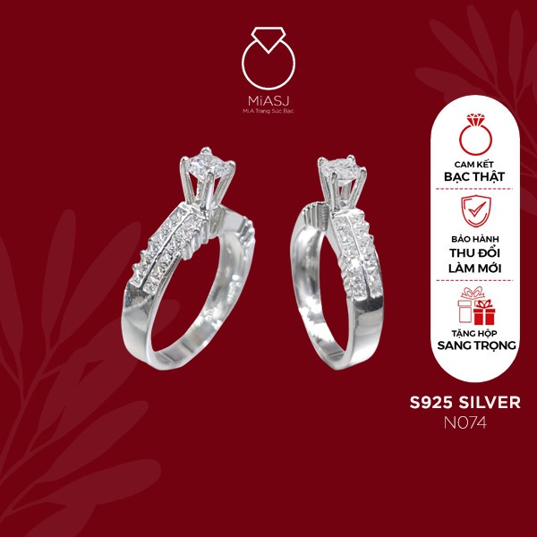 Nhẫn nữ bạc Ý S925 MiASJ N074 nạm đá cao cấp, sang trọng, lung linh