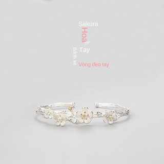 ▥☽∋Sakura Sansei III Bracelet Female Sterling Silver Student Simple Fresh Wild Plum for girlfriend Vintage