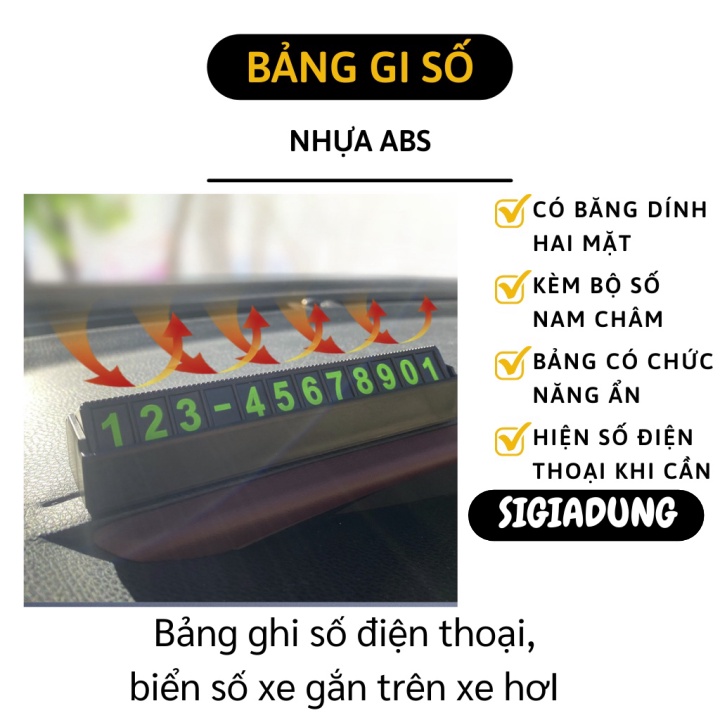 [SGD] Bảng Số Điện Thoại Ô Tô - Thẻ Ghi SĐT Cho Xe Hơi Gắn Taplo Khi Đỗ Xe 9512