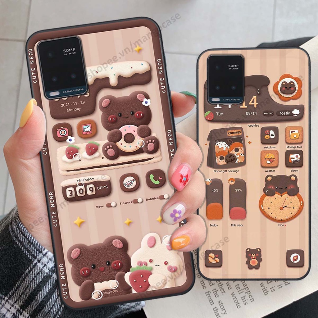 Ốp lưng Vivo Y21 / Y21s / Y33s hình gấu, thỏ, đồng hồ cute dễ thương
