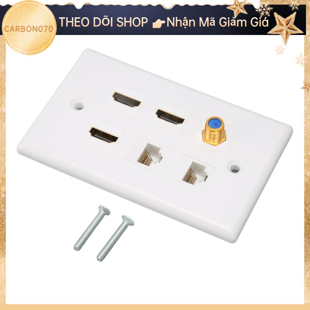 Carbon070 HD Multimedia Interface Wall Plate 6 Ports TV F Head CAT6 Network AV for Home