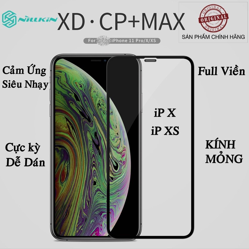 MIẾNG DÁN CƯỜNG LỰC IPHONE X - XS NILLKIN XD CP+MAX CHÍNH HÃNG