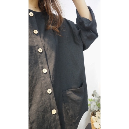 Áo suông tay dài linen