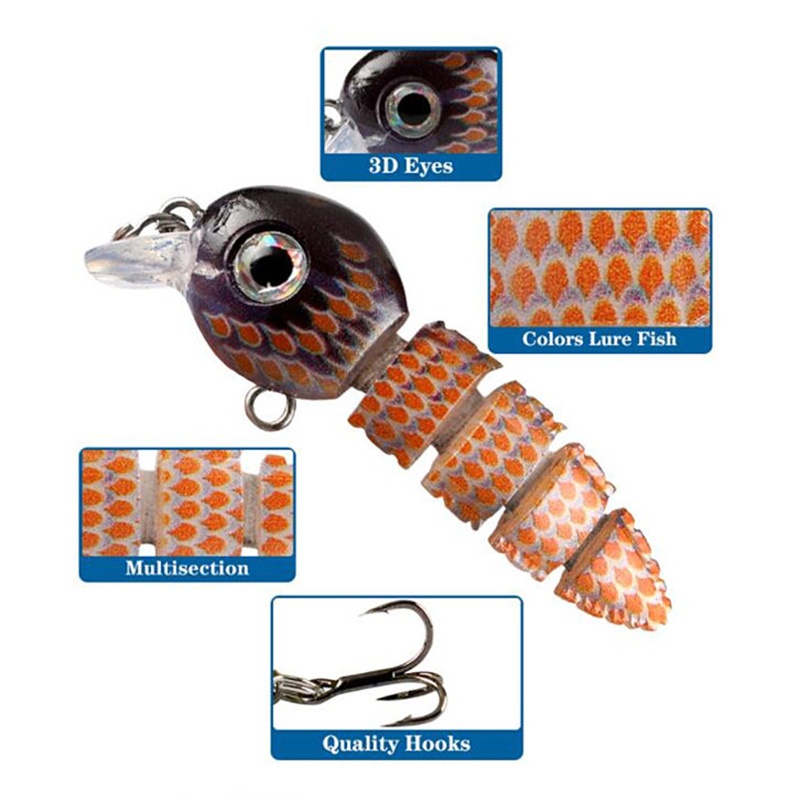 Mồi Giả Nhử Cá 3D Bằng Nhựa Gắn Kèm Móc Câu Tiện Dụng