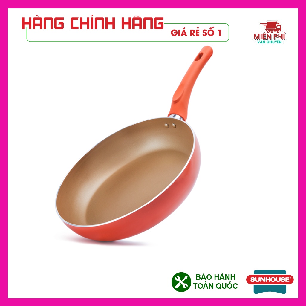 Chảo chống dính bếp từ Sunhouse Mama 26,28,30cm màu đỏ, chảo chống dính siêu bền, cực xịn. Mua ngay tại Trùm Gia Dụng.