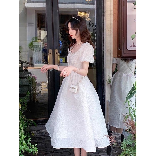 ĐẦM GẤM TRẮNG BÈO RÃ NGỰC MIDI XỐP