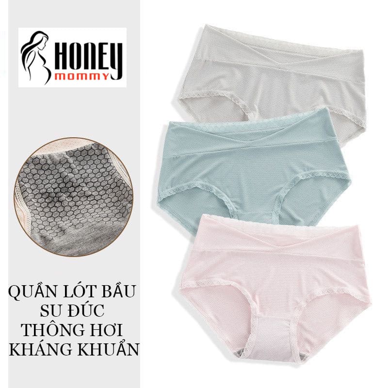 Quần Lót Bầu Và Sau Sinh Cạp Chéo Chất SU ĐÚC Thông Hơi Kháng Khuẩn Đồ Lót Chip Bà Bầu Bigsize HN1607 Honey Mommy