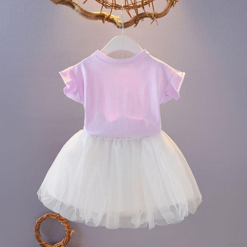 Bộ áo thun tay ngắn chân váy ren xòe ngắn dễ thương đáng yêu dành cho bé gái