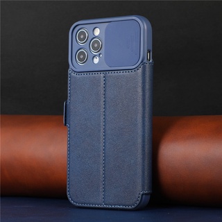 Bao Da Điện Thoại Nắp Lật Khóa Từ Tính Có Ngăn Đựng Thẻ Bảo Vệ Camera Cho IPhone 13 14Pro Max