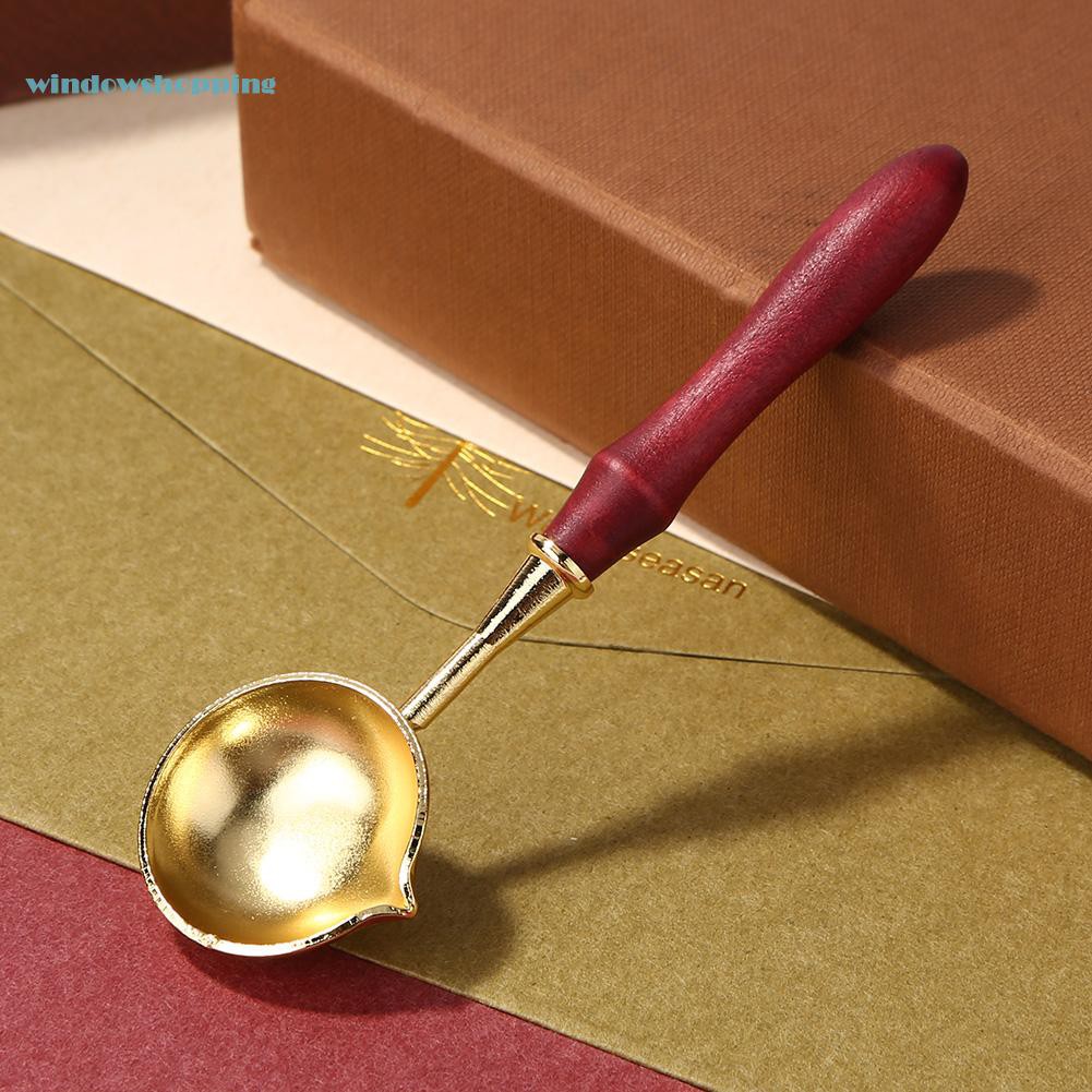 windowshopping Wooden Handle Wax Seal Melting Furnace Spoon Melting Stove Stick Accessory