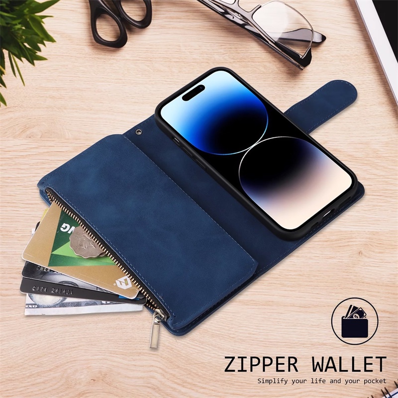 Ốp Điện Thoại Da Ví Lật Có Dây Kéo Sang Trọng Cho Google Pixel 3A 4 5 XL 4A 5A 6 6A pro 4g 5g