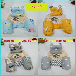 Bộ Gối (Gối Lõm+Gối Chặn) Cho Trẻ Sơ Sinh Chống Méo Đầu Định Vị Thân Thể Nhiêu Màu Sắc - Bộ Gối MOM AND SON