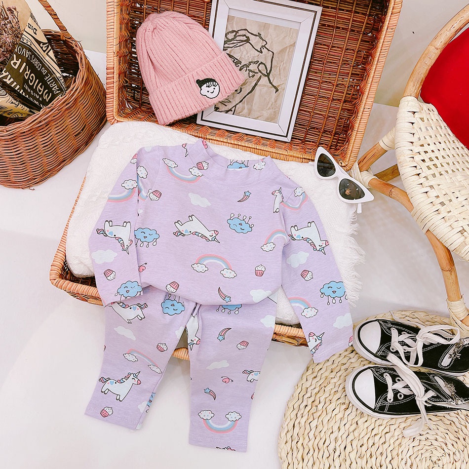 BỘ THU ĐÔNG BÉ GÁI COTTON HÌNH PHỐI MÀU ĐẸP MẮT NHÌN ĐÃ MÊ, MỀM MẠI ÊM ÁI CỰC PHÊ SIZE 8-18KG [TD23]