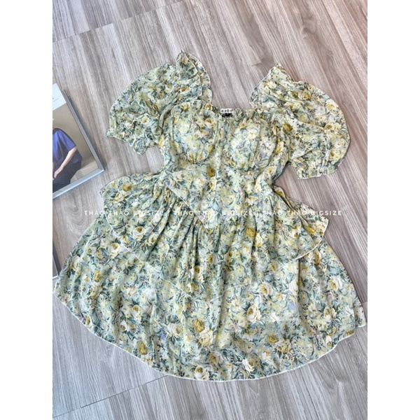 Đầm hoa voan xanh  - MÚP BIGSIZE 60-100KG