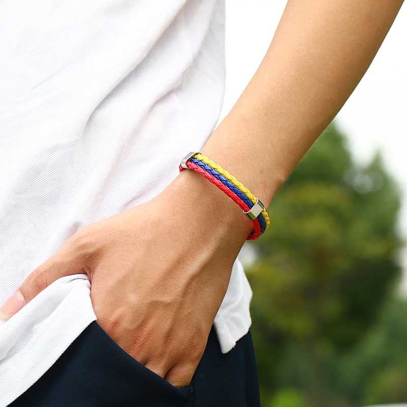 Vòng tay RINHOO da bện nhiều lớp phong cách lá cờ các nước