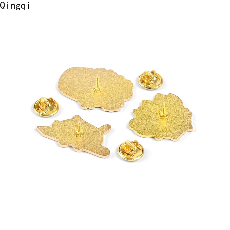 Ghim cài áo MISS ZOE tráng men hình mèo ngủ và chậu xương rồng dễ thương dùng làm quà tặng