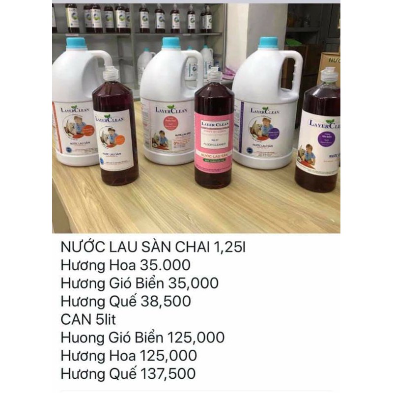 Nước lau sàn hữu cơ Layer Clean 5l hương nước hoa