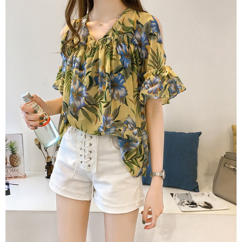 Áo Voan Hoa Cổ Chữ V Plus Size C2982