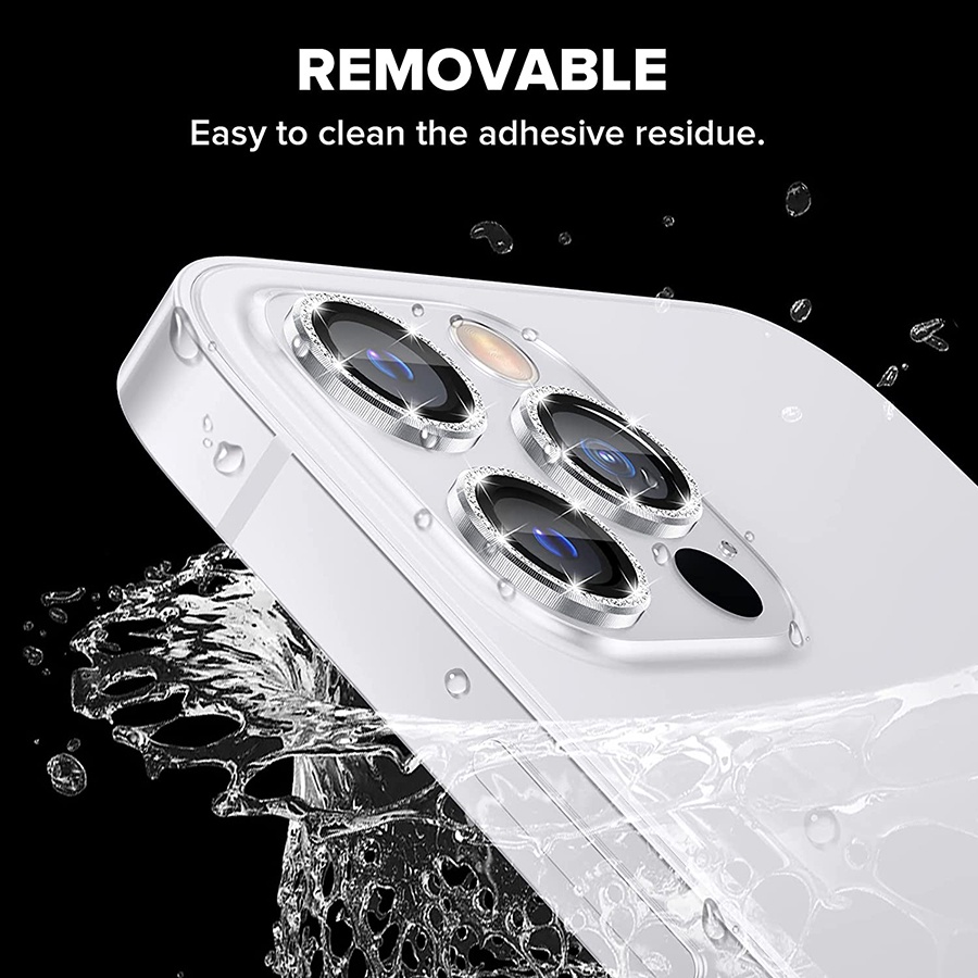 Kính cường lực viền kim tuyến bảo vệ mắt Camera Cho iPhone 15/ 15 Pro Max/ 15 Pro/ 14 Pro Max/ 13 Pro Max/ 12 Pro Max/ 11 Pro Max/ 11/ 12/ 13/ Mini/ 15 Plus