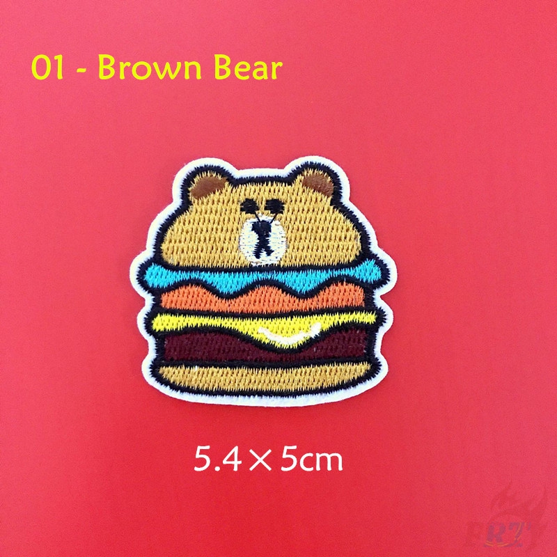 Miếng vá ủi/thêu trang trí quần áo hình bánh hamburger brown/cupcake cony DIY