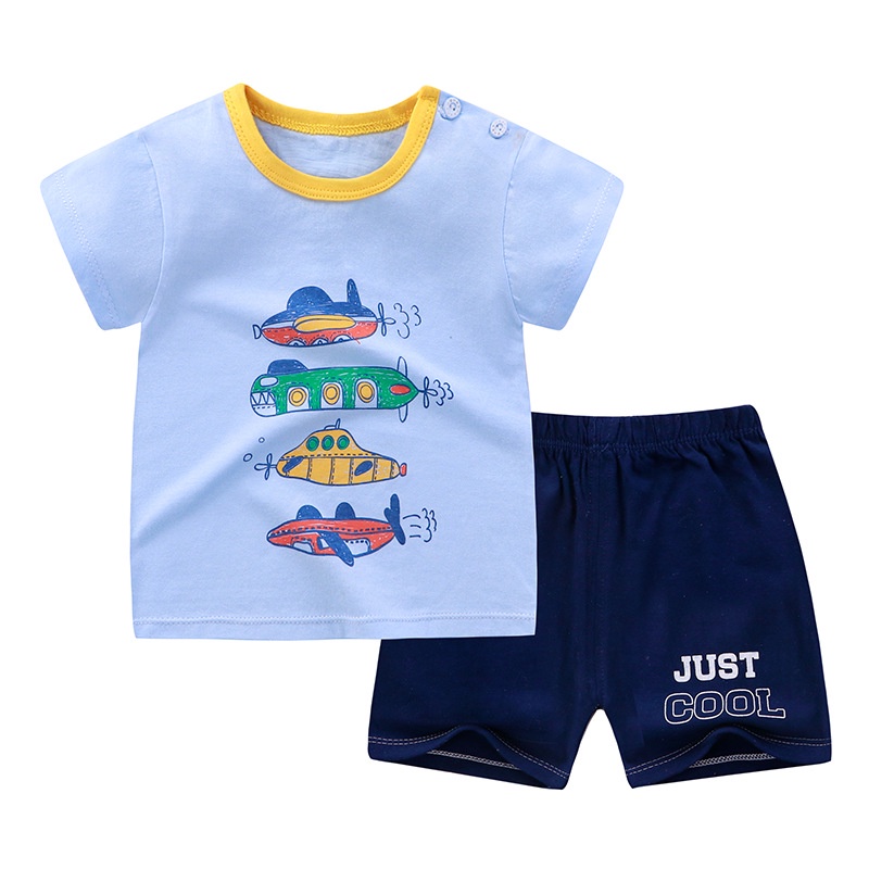 Bộ Áo Thun Tay Ngắn Kèm Quần Short Bằng Cotton Thoáng Khí In Họa Tiết Hoạt Hình Dễ Thương Phong Cách Hàn Quốc Thời Trang Mùa Hè Cho Nữ