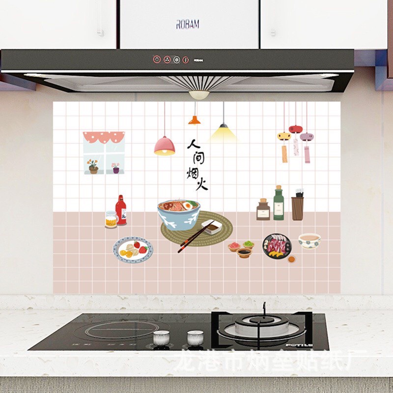 Giấy Dán Tường Bếp Cách Nhiệt Chống Dầu Mỡ, Chịu Nhiệt, Decal Dán Bếp 3D Họa Tiết