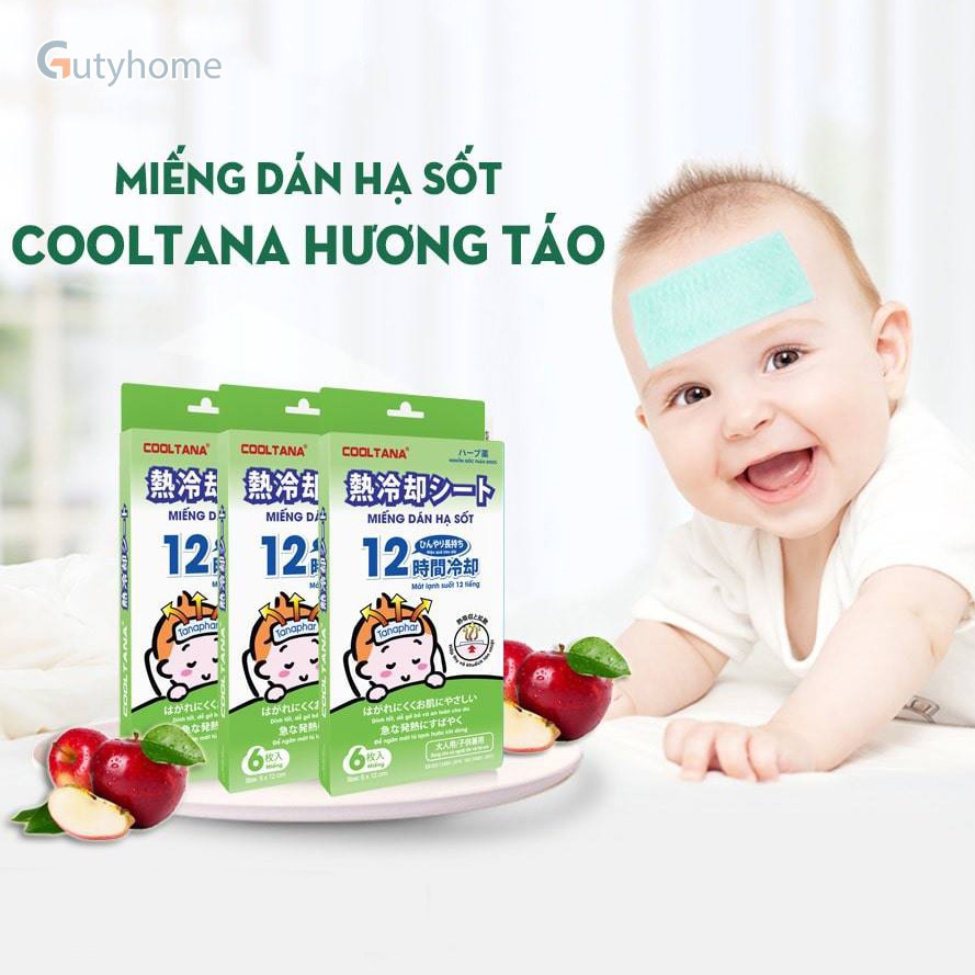 Miếng dán hạ sốt COOLTANA giúp hạ nhiệt, giảm sốt, giảm đau làm mát liên tục suốt 10 tiếng, hộp 06 miếng - Gutymart