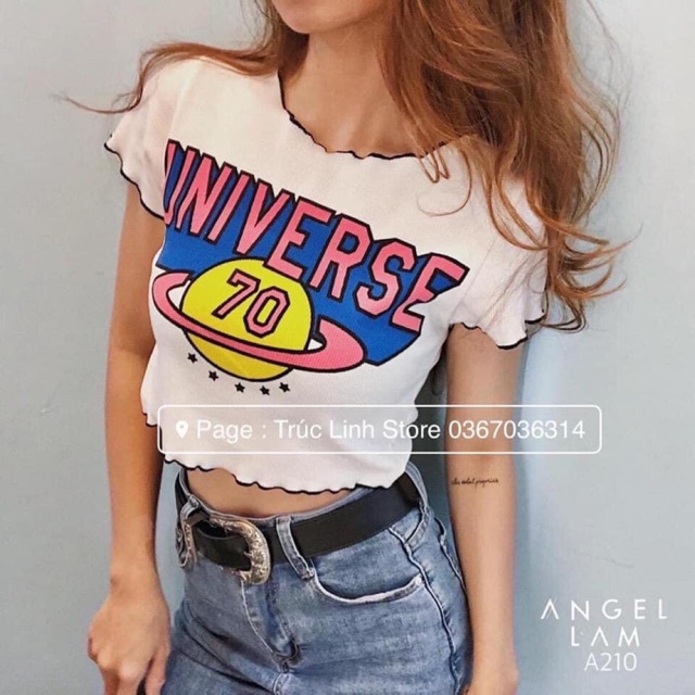 Áo croptop Mép Nhăn hình Baby ( kèm ảnh thật )