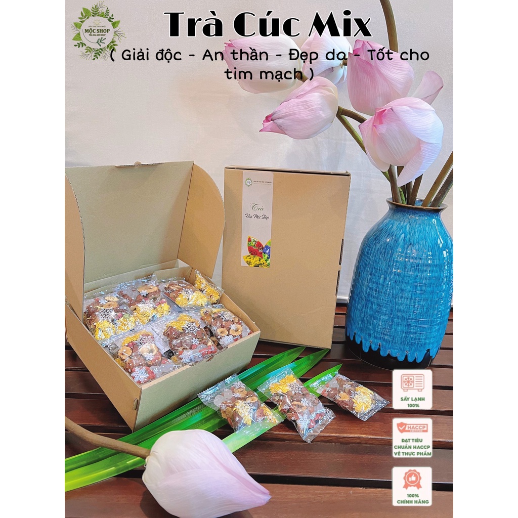 Set 30 gói trà Cúc mix Táo đỏ- Kỳ tử-Hoa Hồng-Long Nhãn