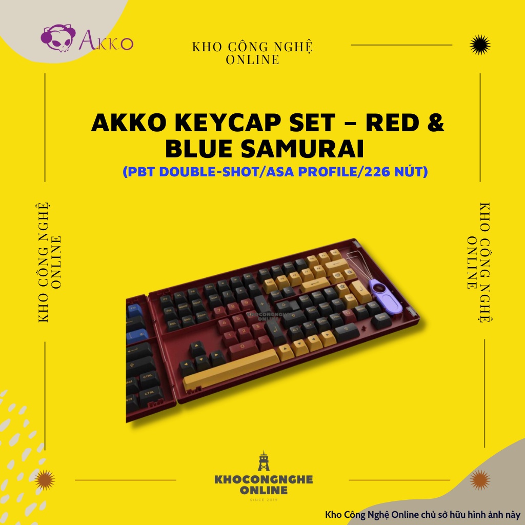 AKKO Keycap set – Red &amp; Blue Samurai (PBT Double-Shot/ASA profile/226 nút)