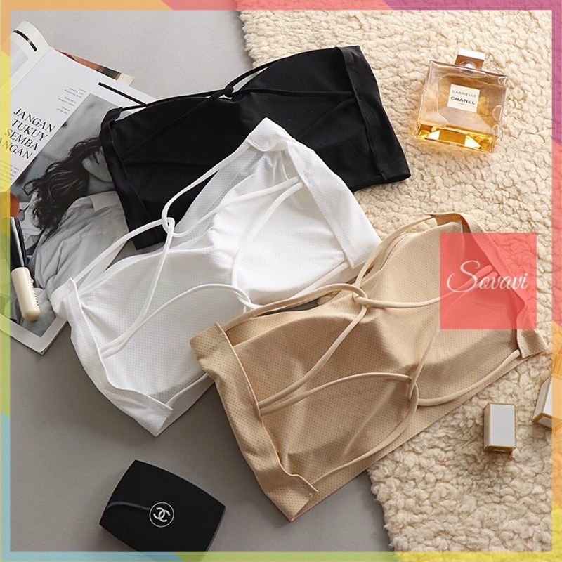 Áo Bra Croptop phi lụa bóng có mút - 263