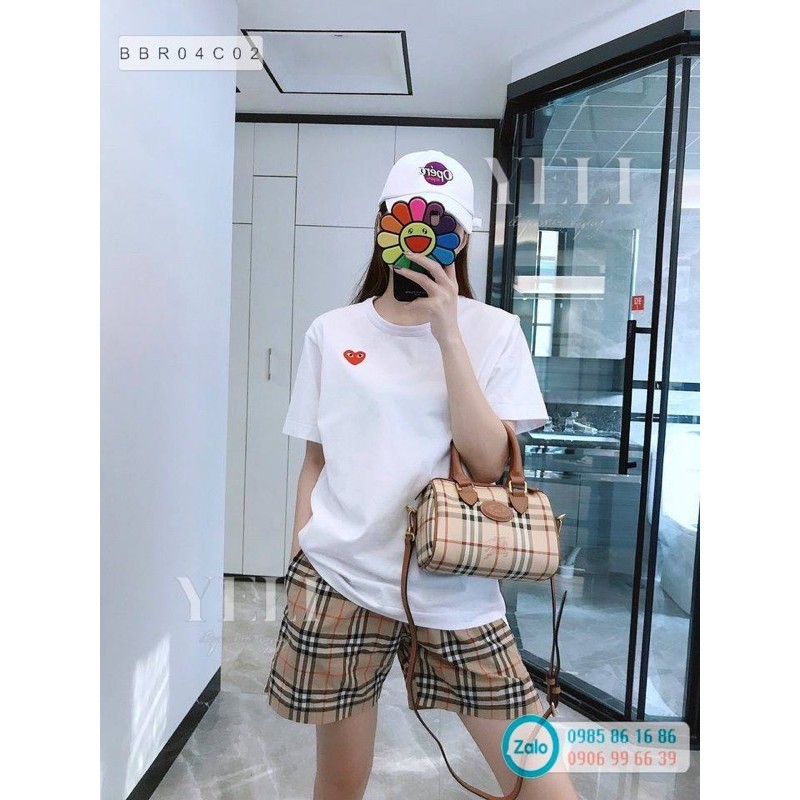 Túi trống mini B.b.ri caro phối nâu