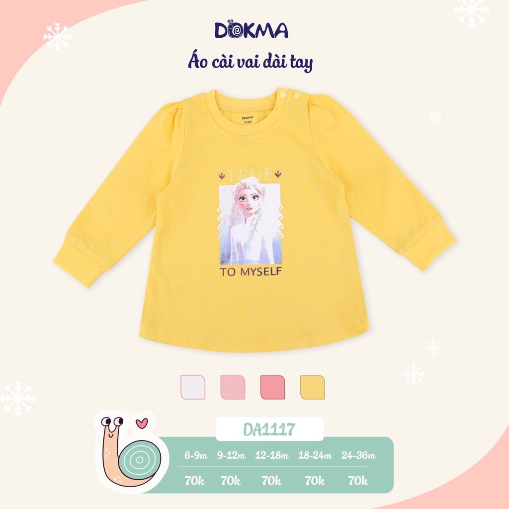 Dokma Áo dài tay cotton mỏng co giãn cho bé gái 9-36 tháng