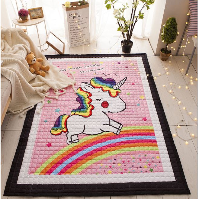 THẢM CHƠI CHẦN BÔNG CAO CẤP CHO BÉ - Pink Unicorn