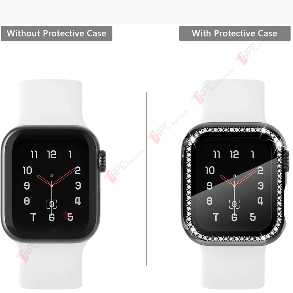[🄷🄾🅃 🄲🄰🅂🄴 𝟐𝟎𝟐𝟎] Ốp Kính Cường Lực Apple Watch Đính Đá Dành Cho Series SE/6/5/4/3/2/1 Kích Thước 38mm 40mm 42mm 44mm