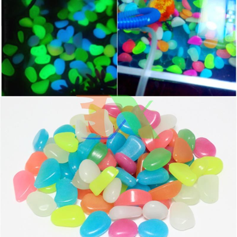 Bộ 100 viên sỏi phát sáng (sỏi dạ quang) chuyên dụng cho bể cá phát sáng trong đêm (Màu vàng)