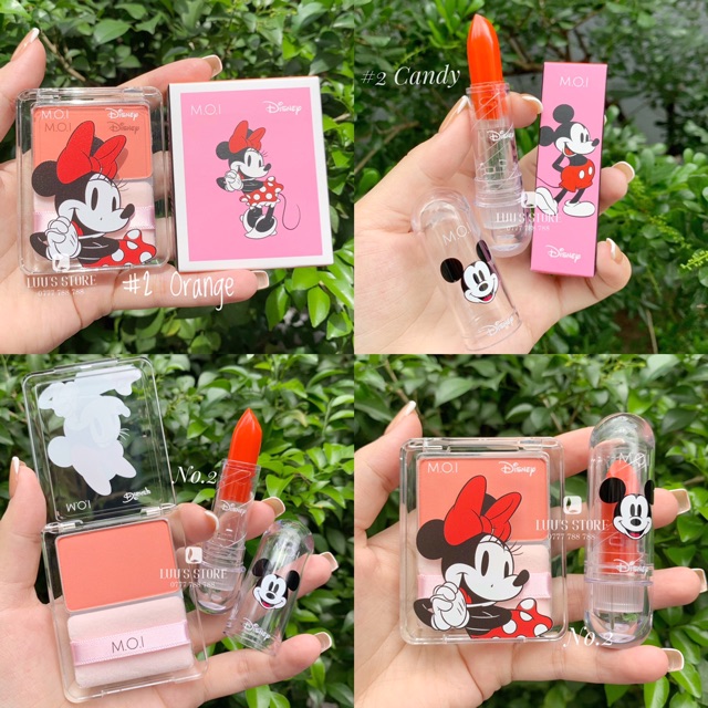 Set Son Dưỡng Và Má Hồng M.O.I Mickey Kèm Hộp Và Túi Trong