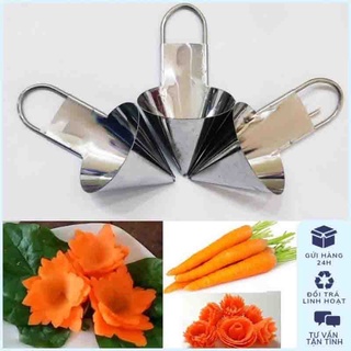 Xoáy hoa cà rốt inox phễu xoáy tỉa hoa trang trí món ăn, Dụng cụ xoáy tỉa hoa cà rốt inox