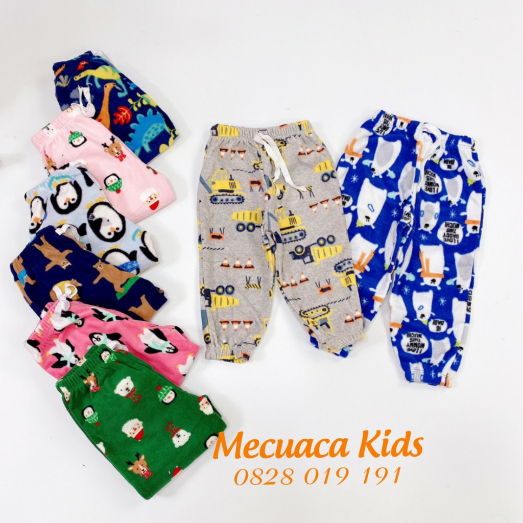[2-6Y][CHỌN SET]  SET 3 Quần dài nỉ bông hình dễ thương bé trai/bé gái vải xuất dư