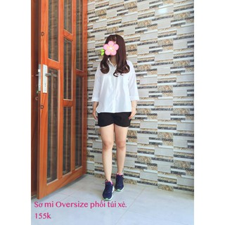 Sơ Mi Oversize trắng phối túi xẻ