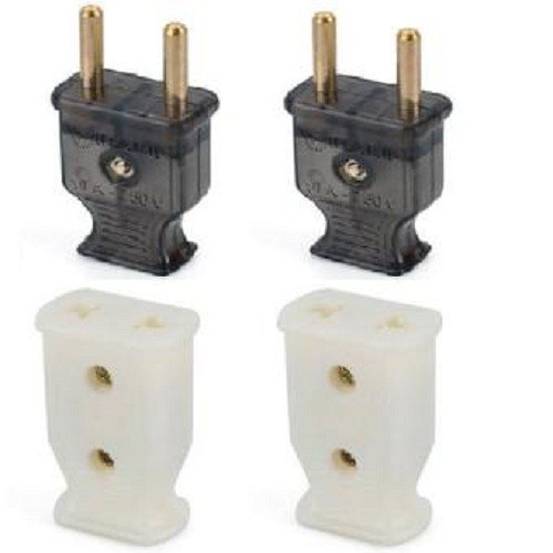 BỘ 02 PHÍCH CẮM ĐIỆN 10A K5 Ø4.8-MÀU ĐEN VINAKIP+ 02 PHÍCH ÂM NỐI DÂY 10A - CHỐNG VỠ - OMINSU