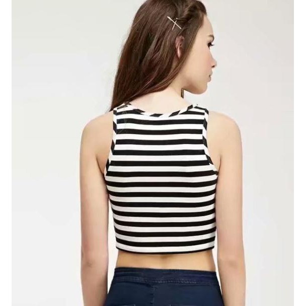 Áo croptop ba lỗ kẻ ngang (màu ngẫu nhiên)