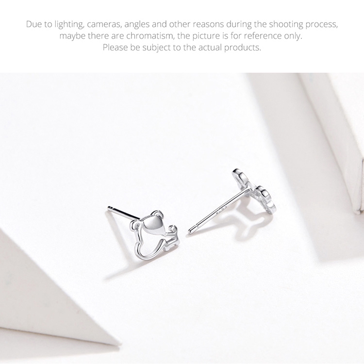 BAMOER Bông Tai Bạc 925 Hình Khúc Xương Chống Dị Ứng SCE649