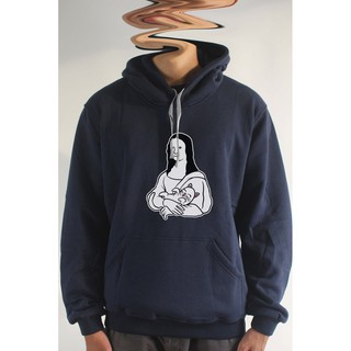 Áo khoác hoodie unisex cotton hình Cat Lover Series - Monalisa and cat